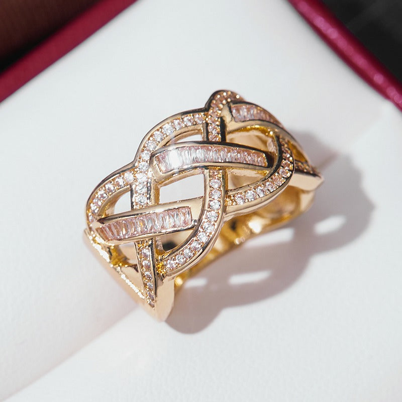 Braided Crystal Band Ring