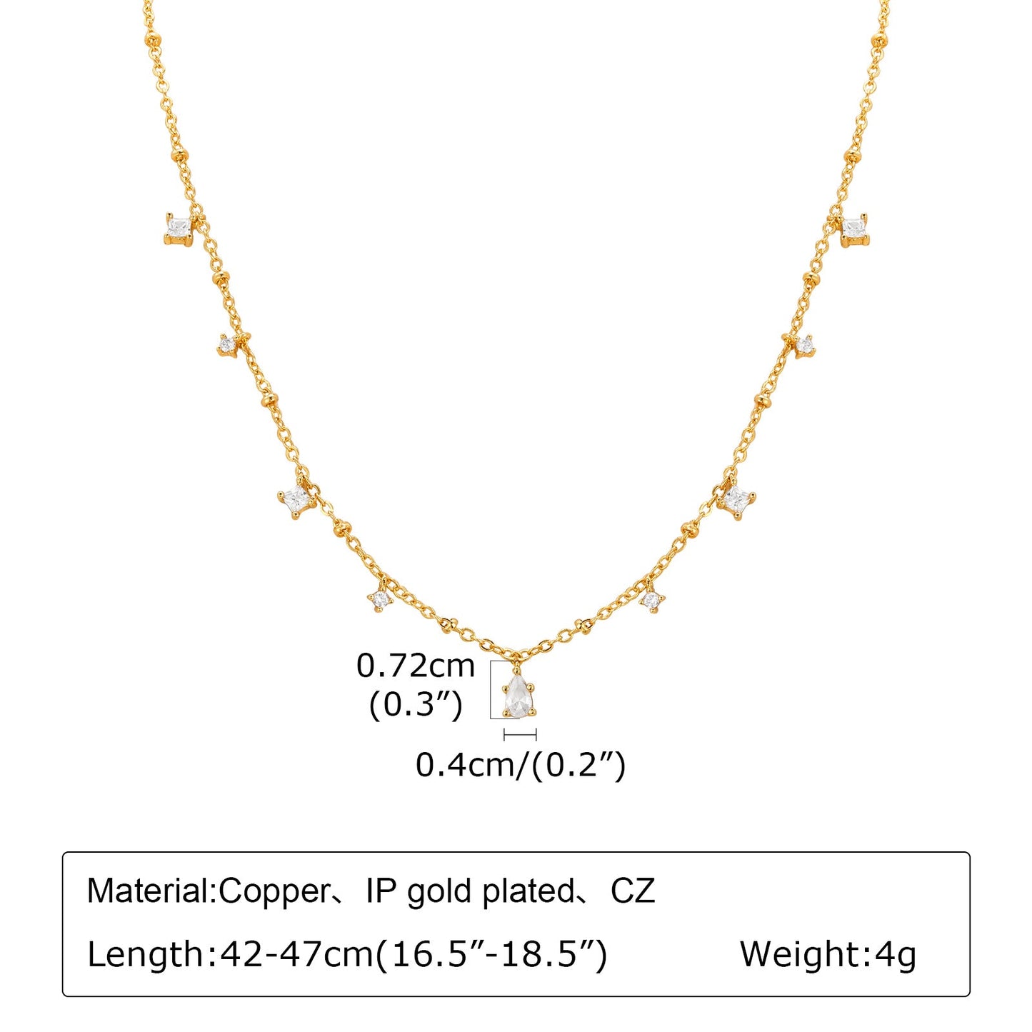 Dainty Red Gemstone Charm Necklace