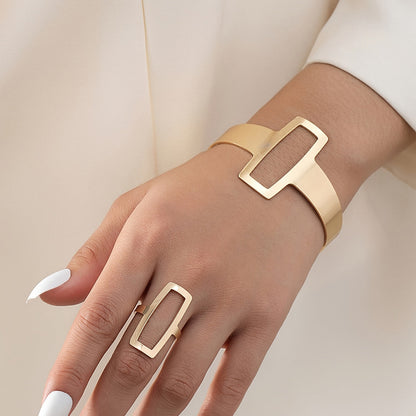 2pc Square Ring Bracelet Set