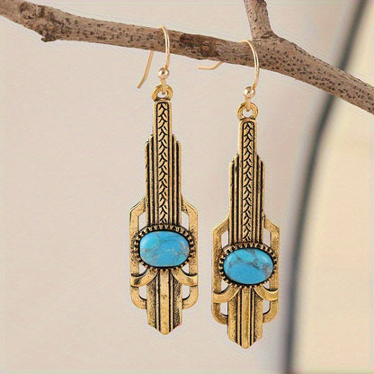 Vintage Boho Turquoise Drop Earrings