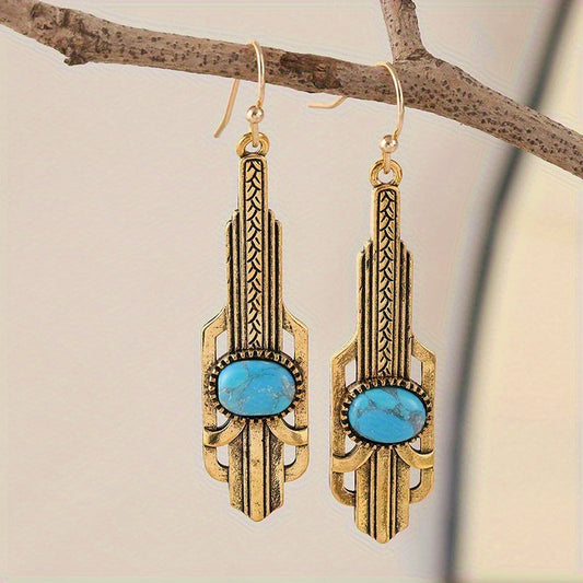 Vintage Boho Turquoise Drop Earrings