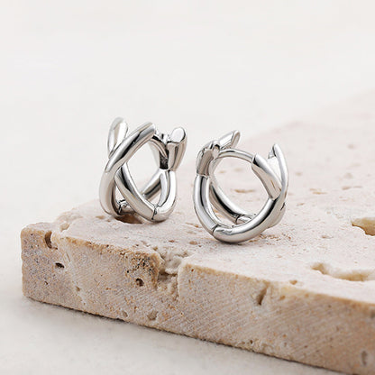 Gold Cross Huggie Hoop Earrings