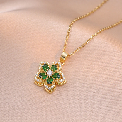 Elegant Rotatable Flower Necklace