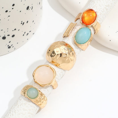 5pc Retro Gold Ring Set