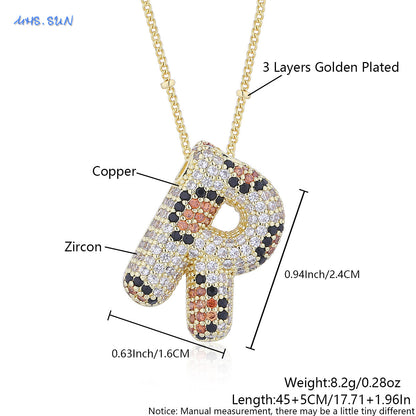 Leopard Print Bling Initial Pendant Necklace