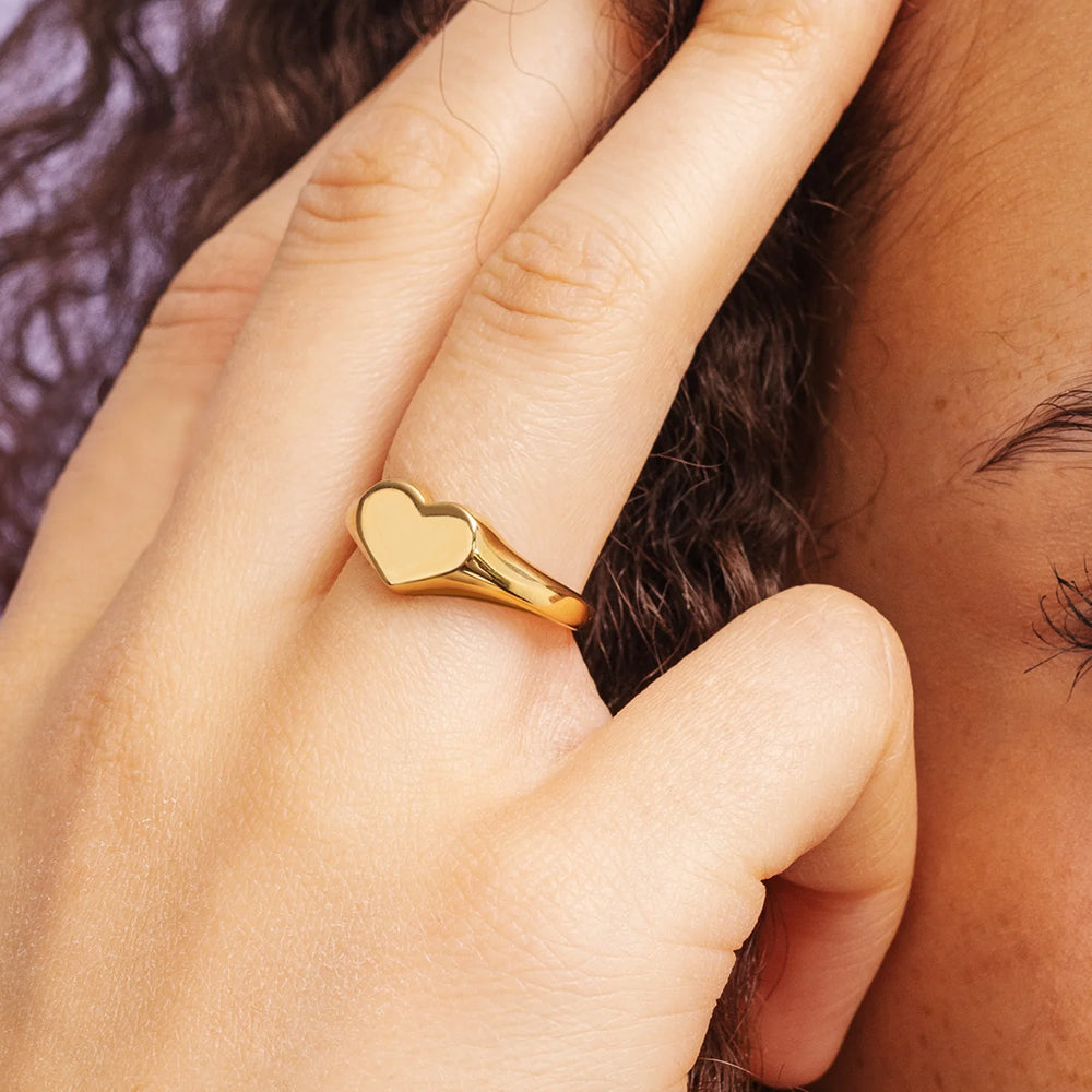 Minimalist Heart Signet Ring