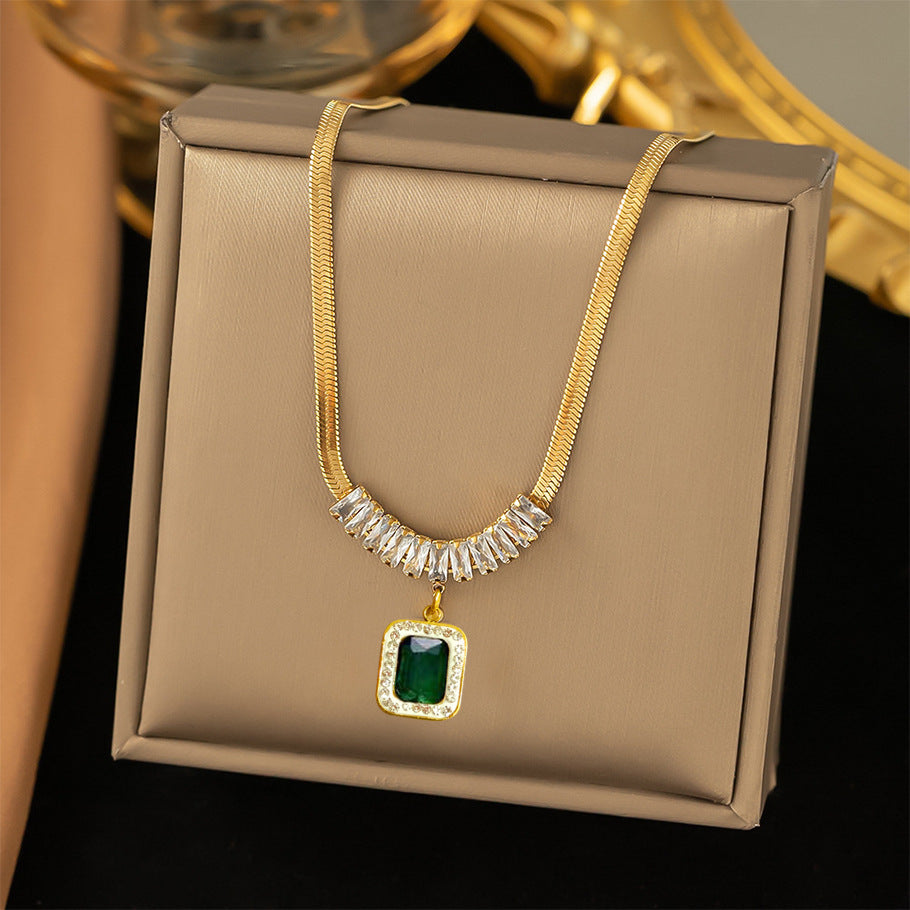 3pc Emerald Charm Jewelry Set