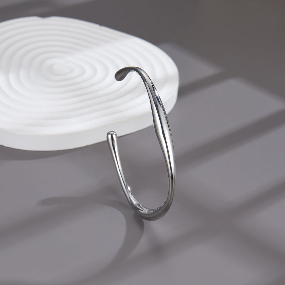 Minimalist Wave Open Cuff Bracelet