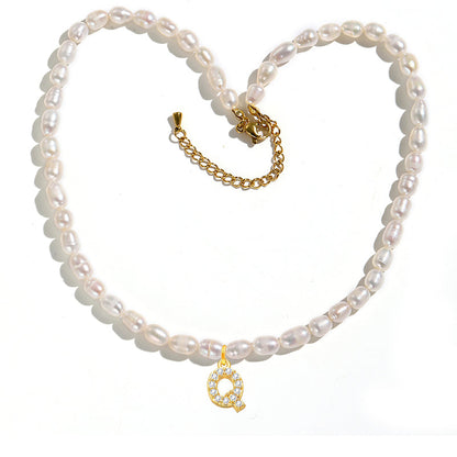 Freshwater Pearl Initial Pendant Necklace