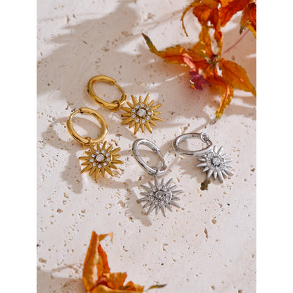 Sunburst Crystal Hoop Earrings