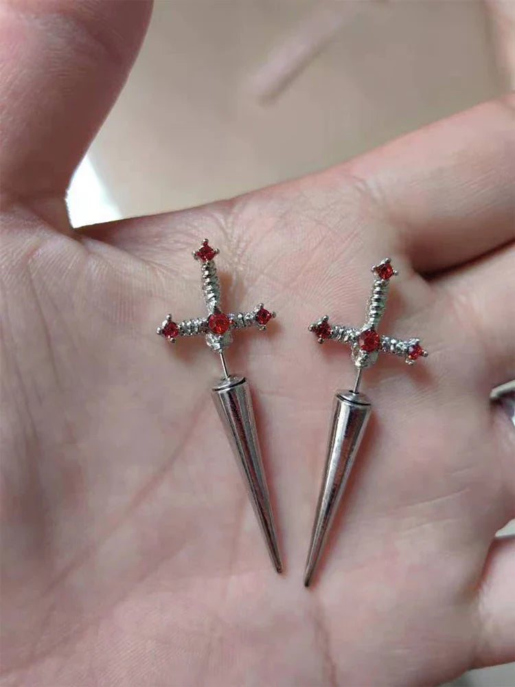 Gem Sword Stud Earrings