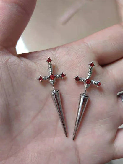 Gem Sword Stud Earrings