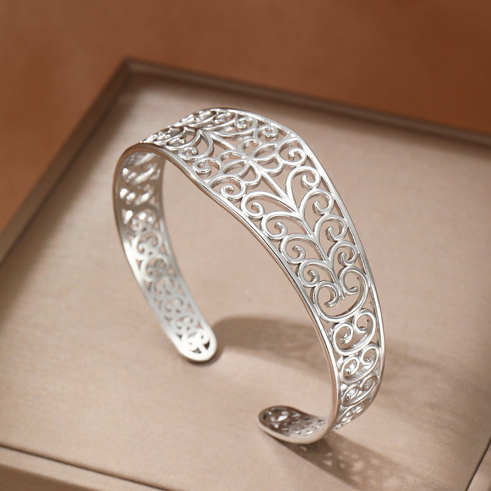 Gold Filigree Floral Cuff Bracelet