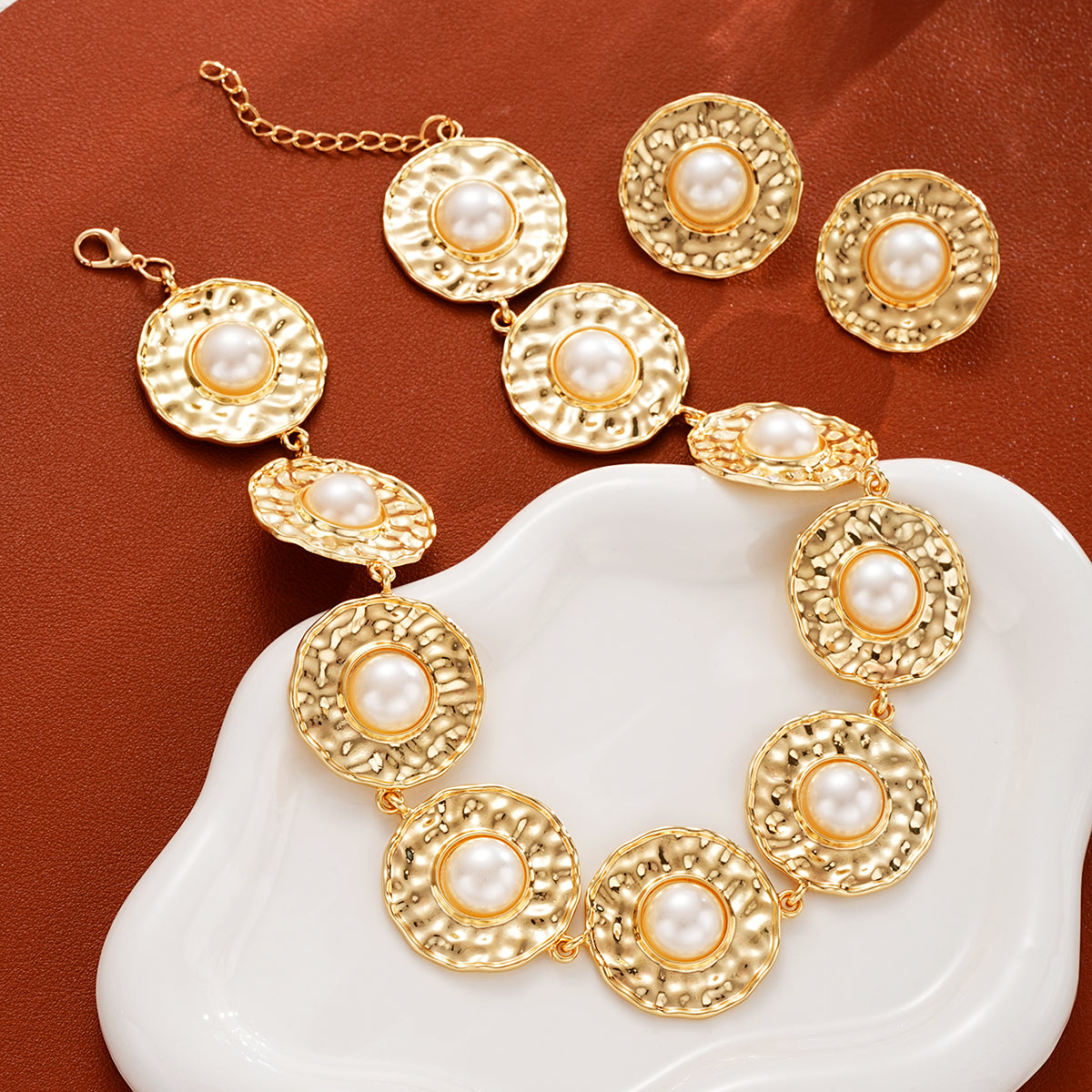 3pc Boho Pearl Choker & Earring Set