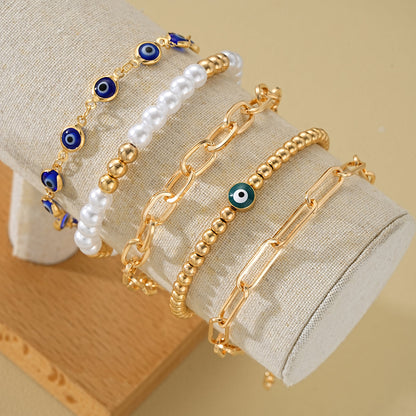 5pc Turkish Evil Eye Beaded Bracelet Set