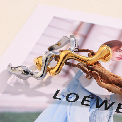 Chunky Abstract Metal Cuff Bracelet