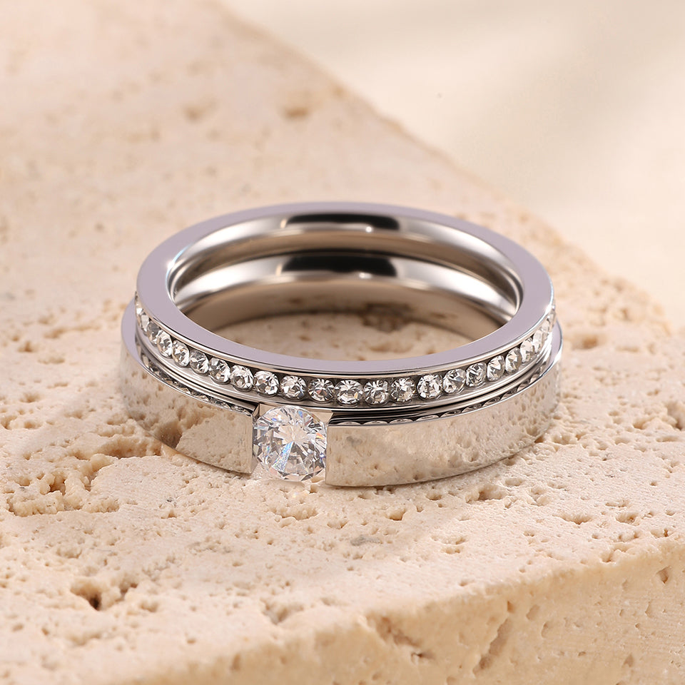 2pc Crystal Accent Ring Set