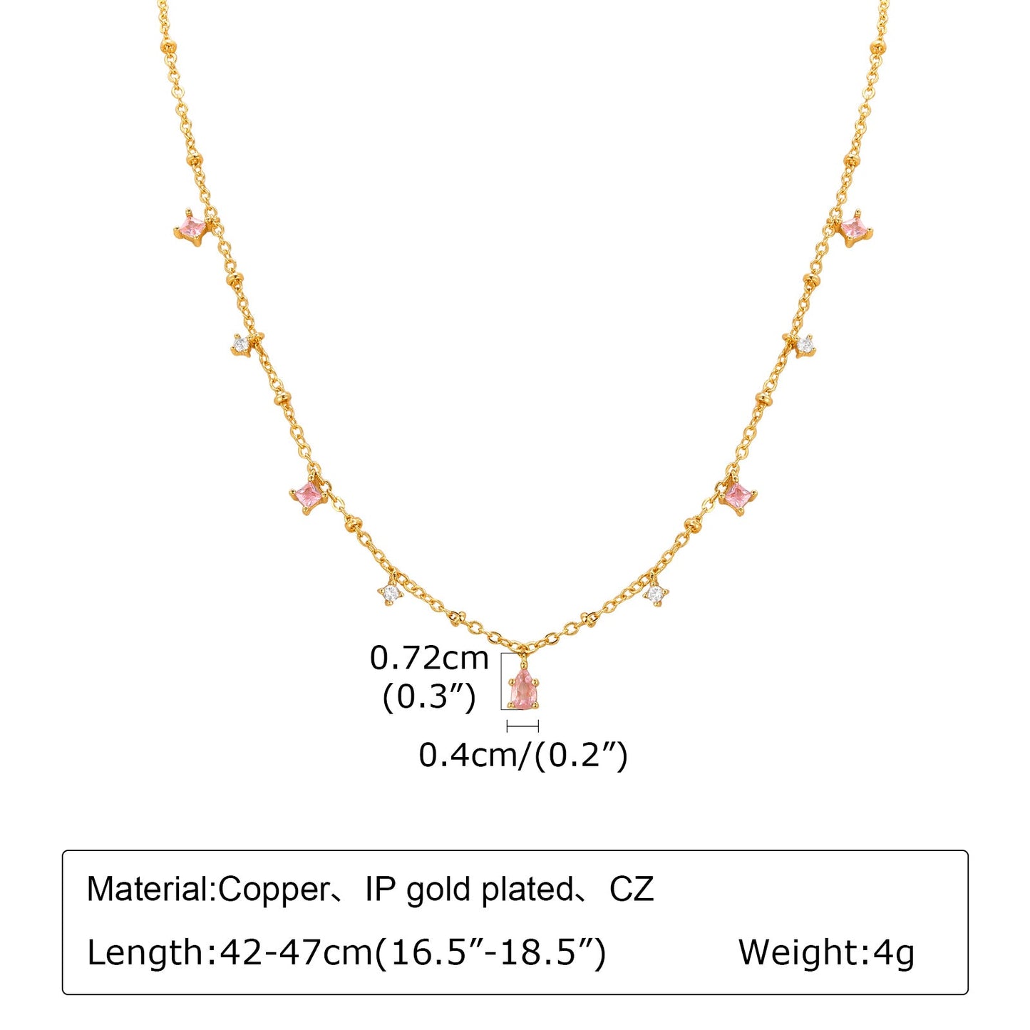 Dainty Red Gemstone Charm Necklace