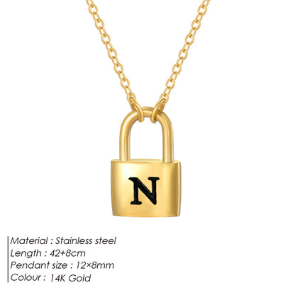Initial Padlock Pendant Necklace