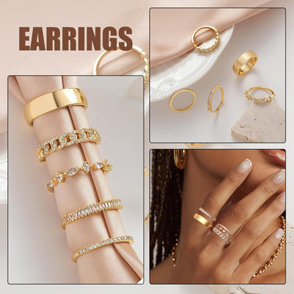 5pc Dainty Stackable Cubic Ring Set