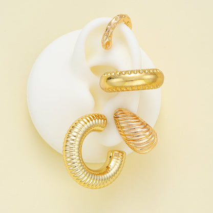 4pc Textured Chunky Gold Earring Set