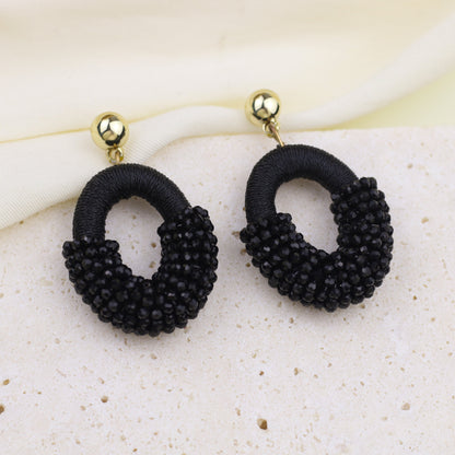 Beaded Gold Cluster Stud Earrings