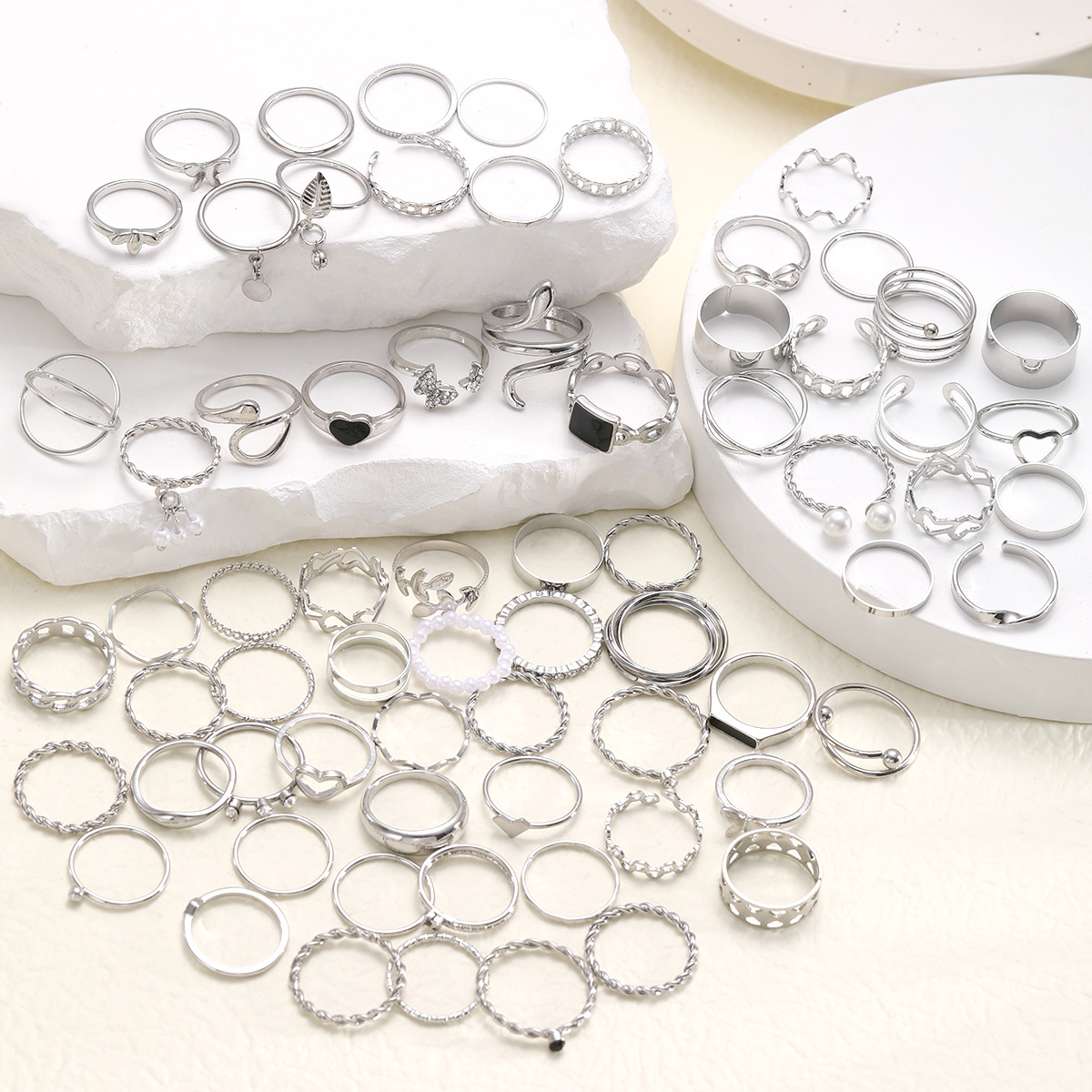 69pc Gold Boho Statement Ring Set