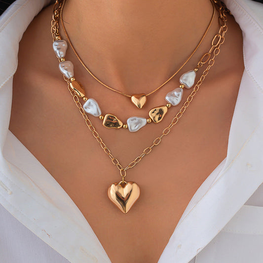 Pearl Tassel Heart Choker Necklace