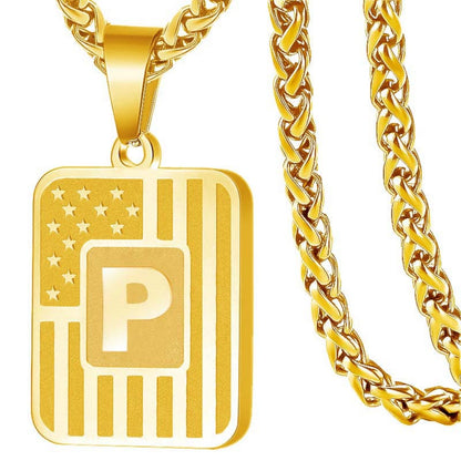 Initial Block Pendant Necklace