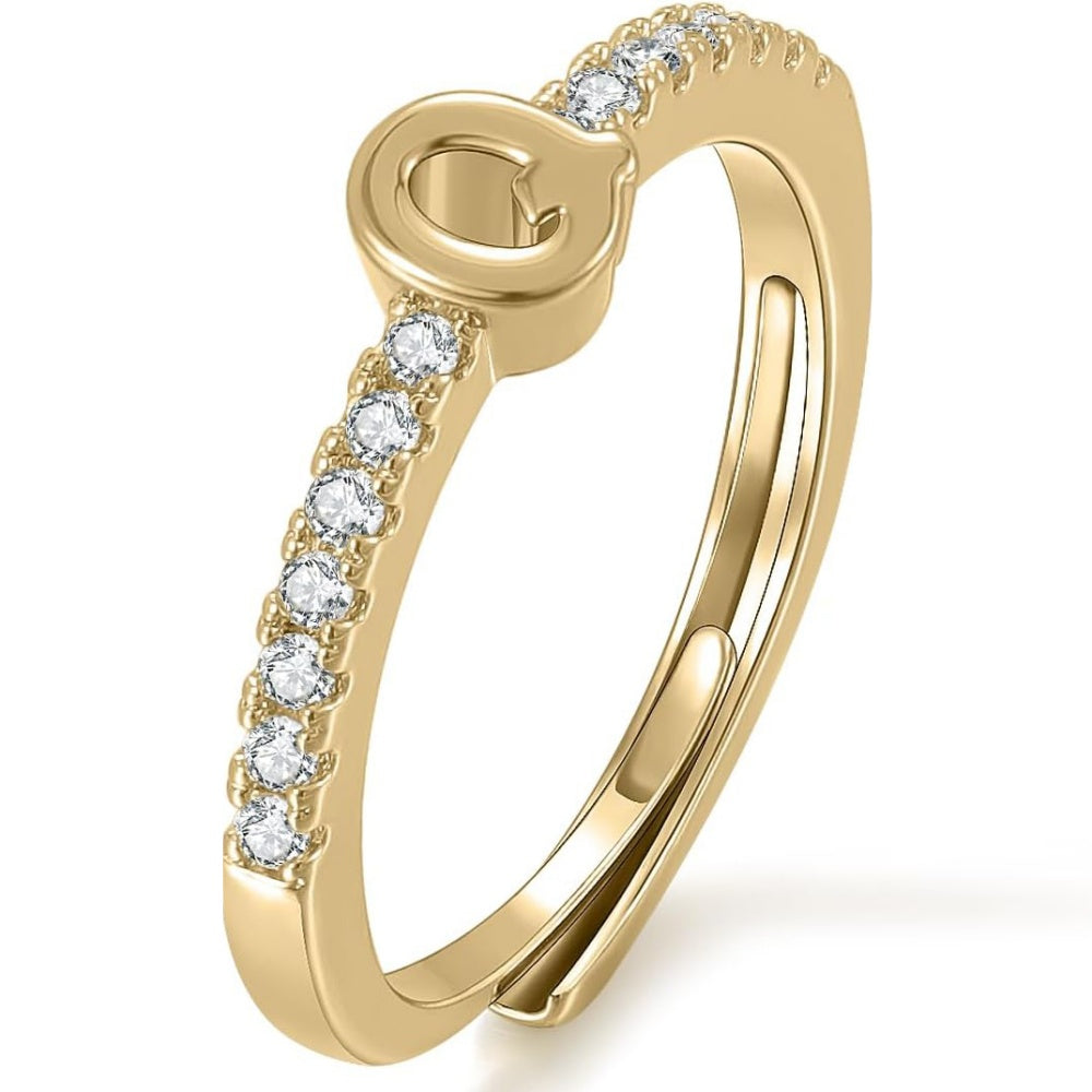 Gold Initial Letter Adjustable Ring