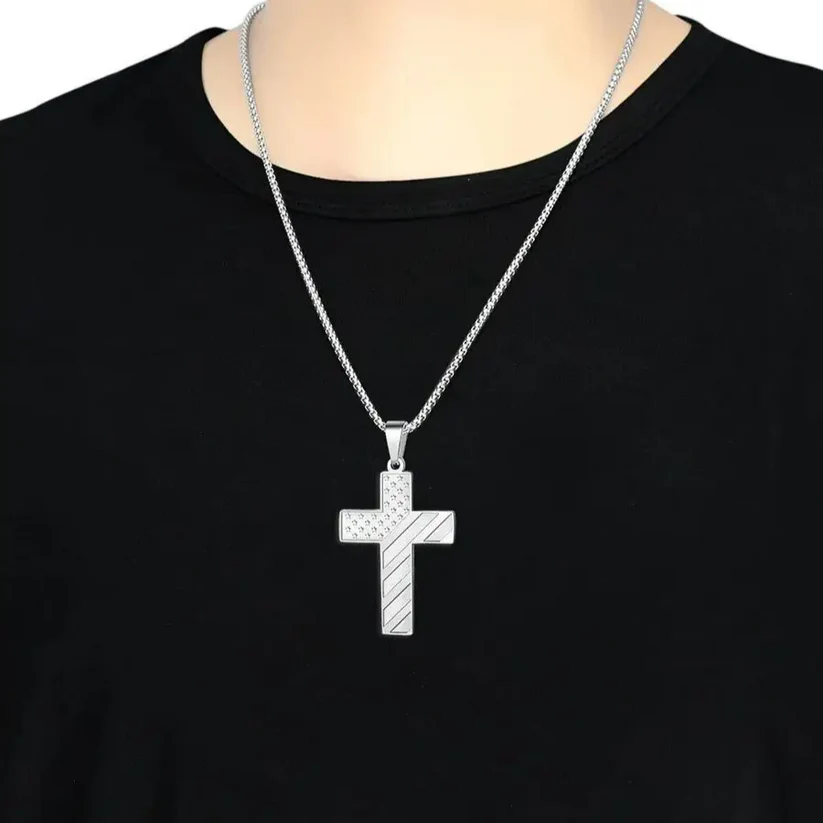 Flag Cross Verse Necklace
