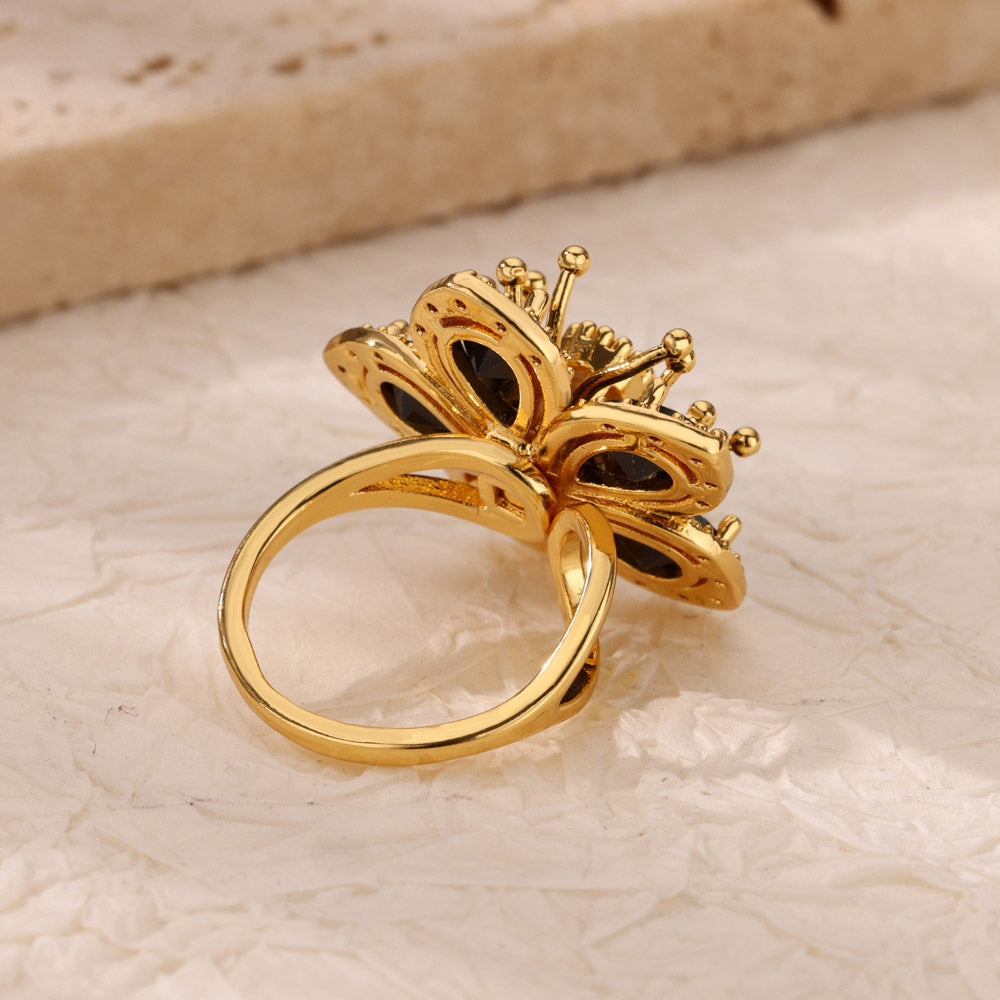 Gold Floral Adjustable Ring