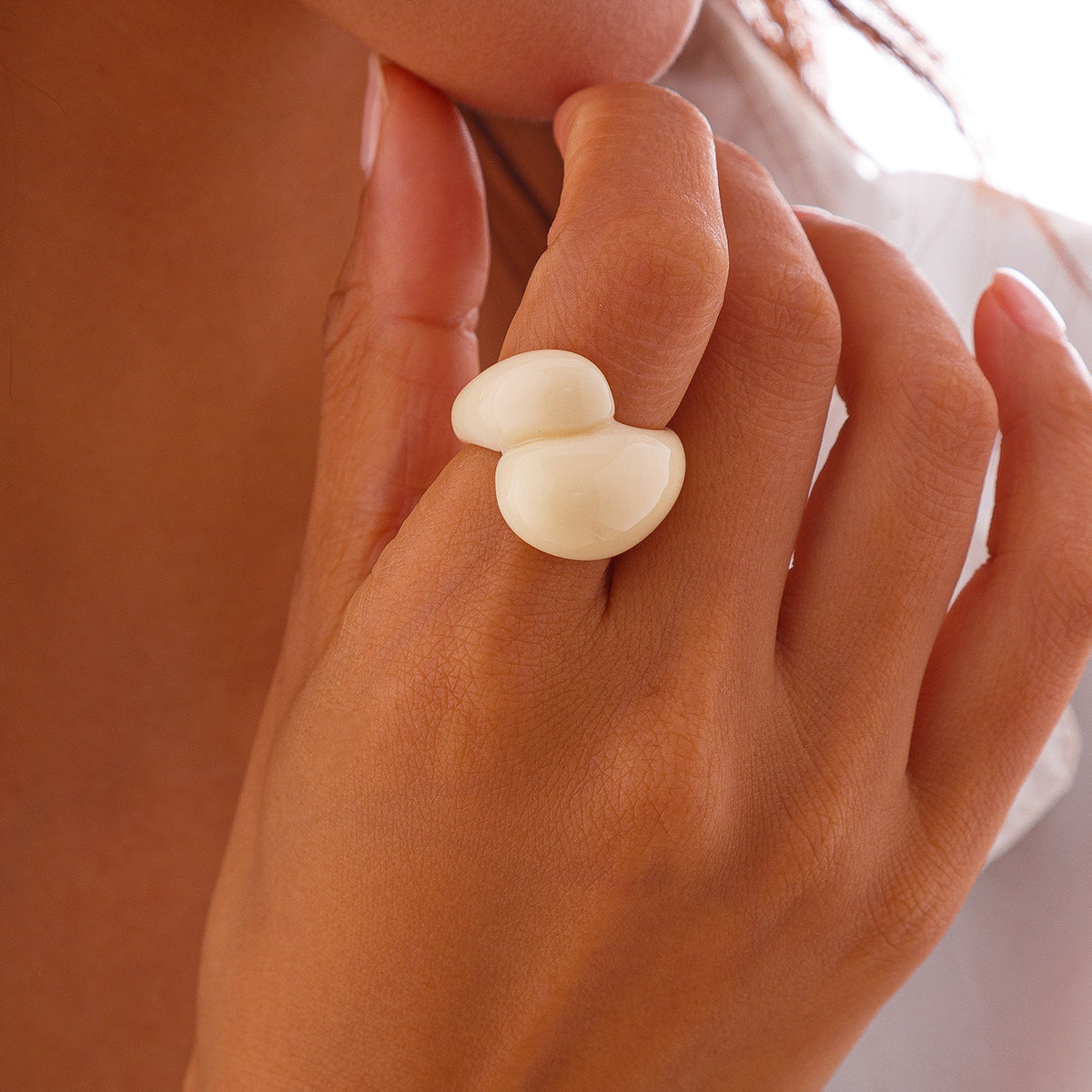 Multicolor Resin Water Drop Chunky Ring