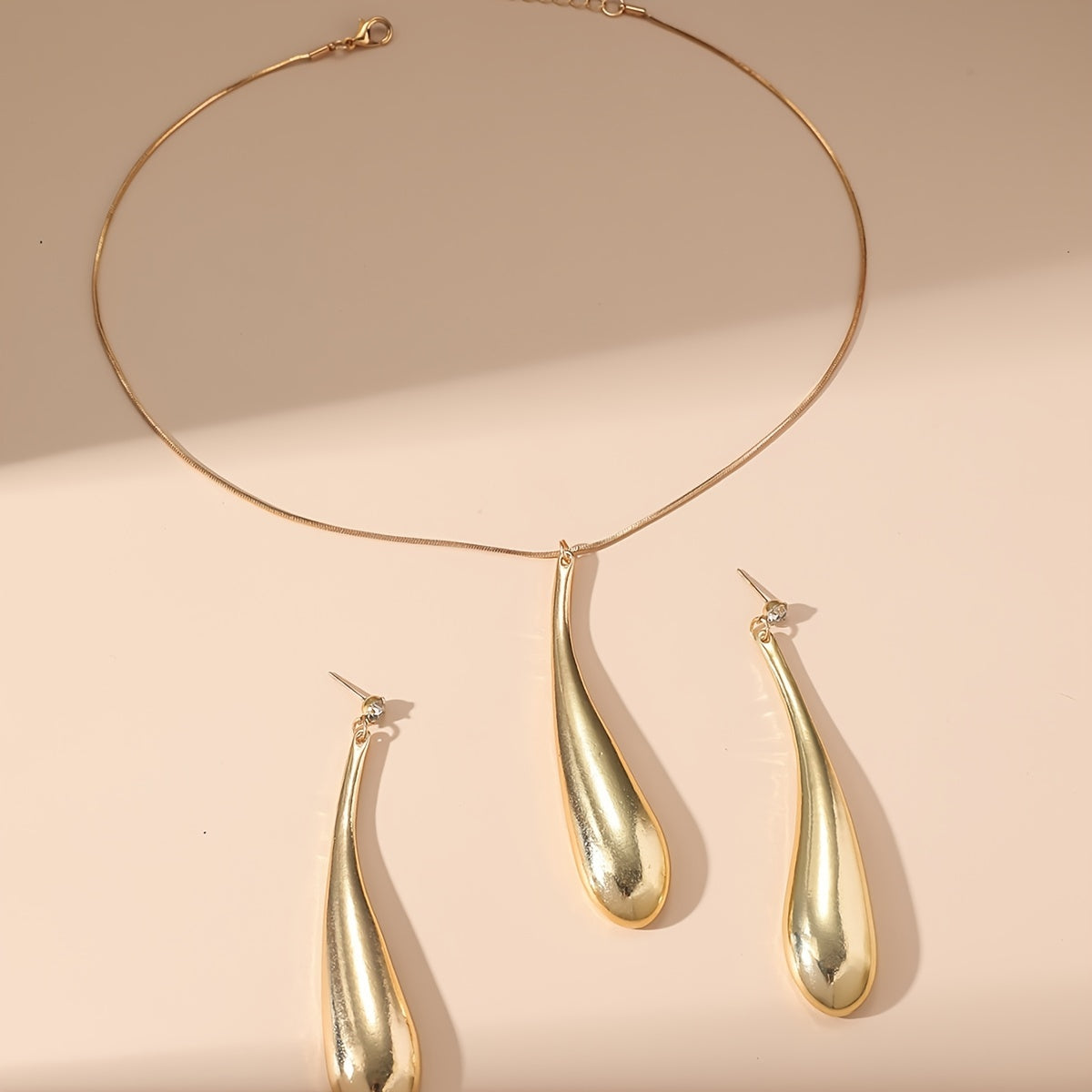 2pc Teardrop Pendant Jewelry Set