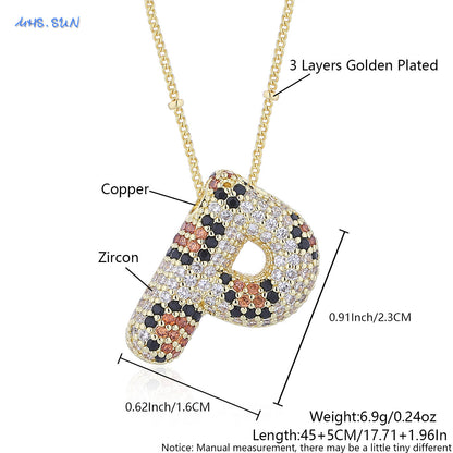 Leopard Print Bling Initial Pendant Necklace