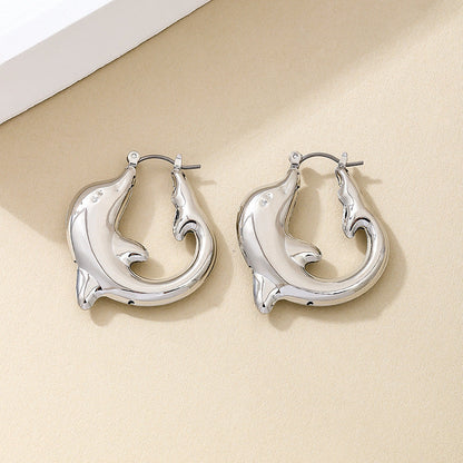Golden Dolphin Hoop Earrings