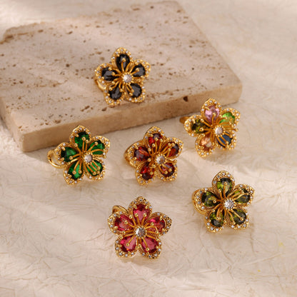 Gold Floral Adjustable Ring