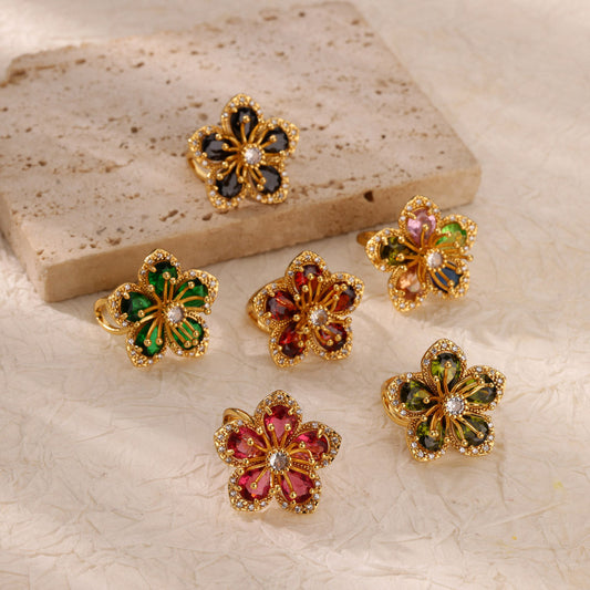 Gold Floral Adjustable Ring