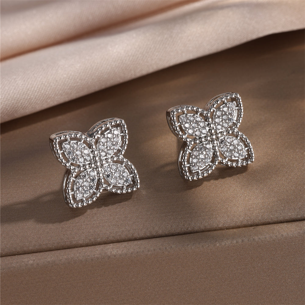 Crystal Pave Butterfly Stud Earrings