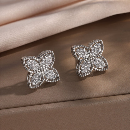 Crystal Pave Butterfly Stud Earrings