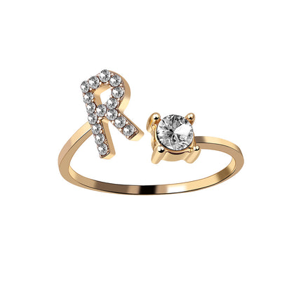 Crystal Initial Open Ring