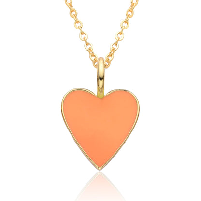 Gold Enamel Heart Pendant Necklace