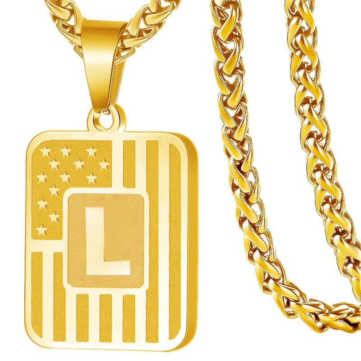 Initial Block Pendant Necklace