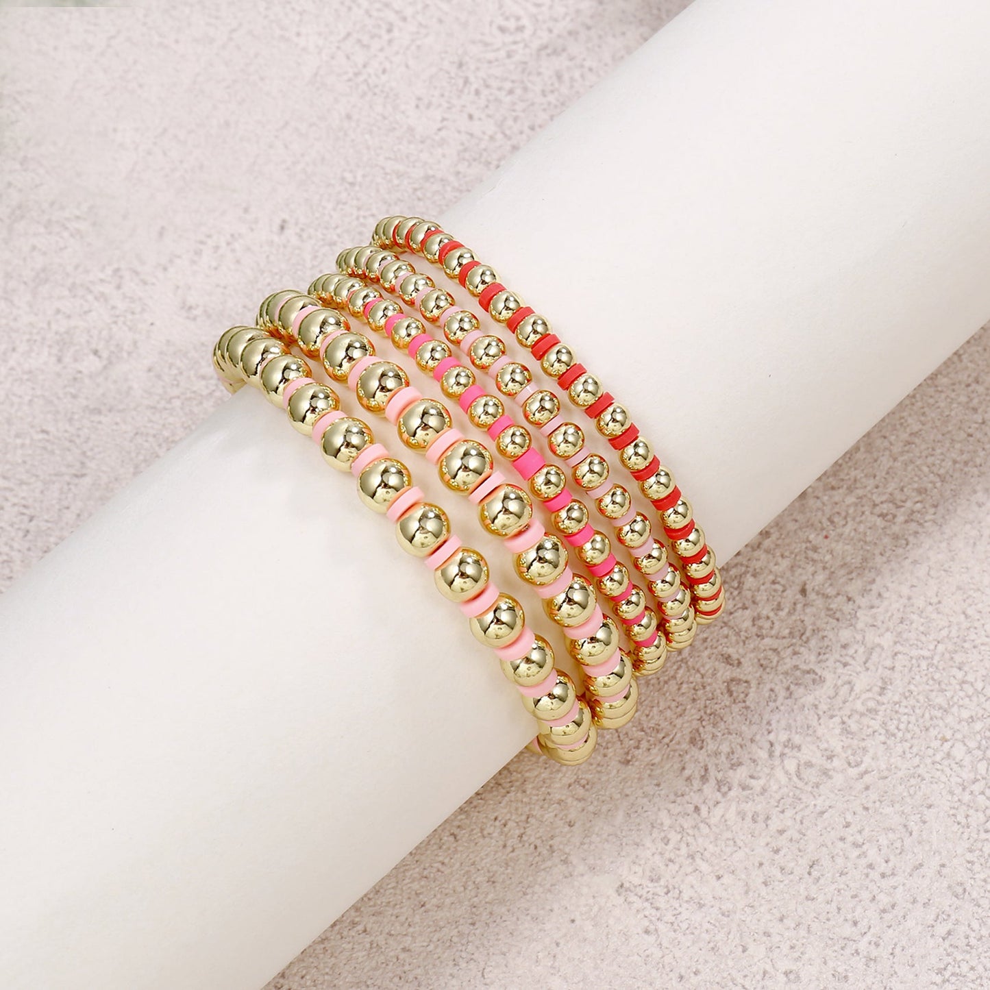 6pc Colorful Beaded Stretch Bracelet Set