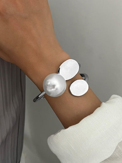 Punk Geometric Pearl Cuff Bracelet