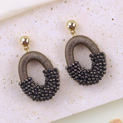 Beaded Gold Cluster Stud Earrings