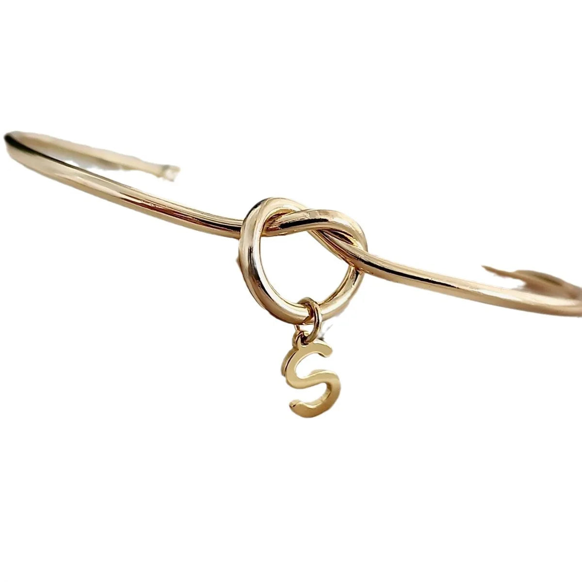 Gold Initial Charm Bangle Bracelet