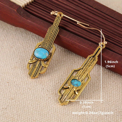 Vintage Boho Turquoise Drop Earrings