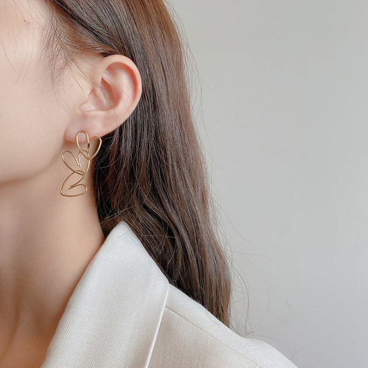 Abstract Heart Wire Earrings