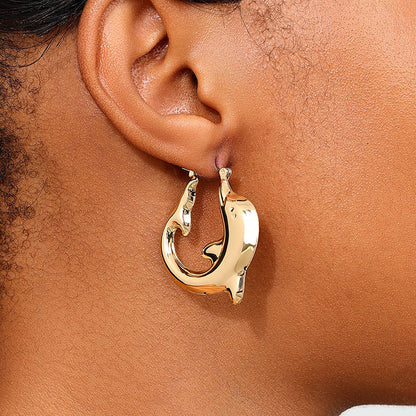 Golden Dolphin Hoop Earrings